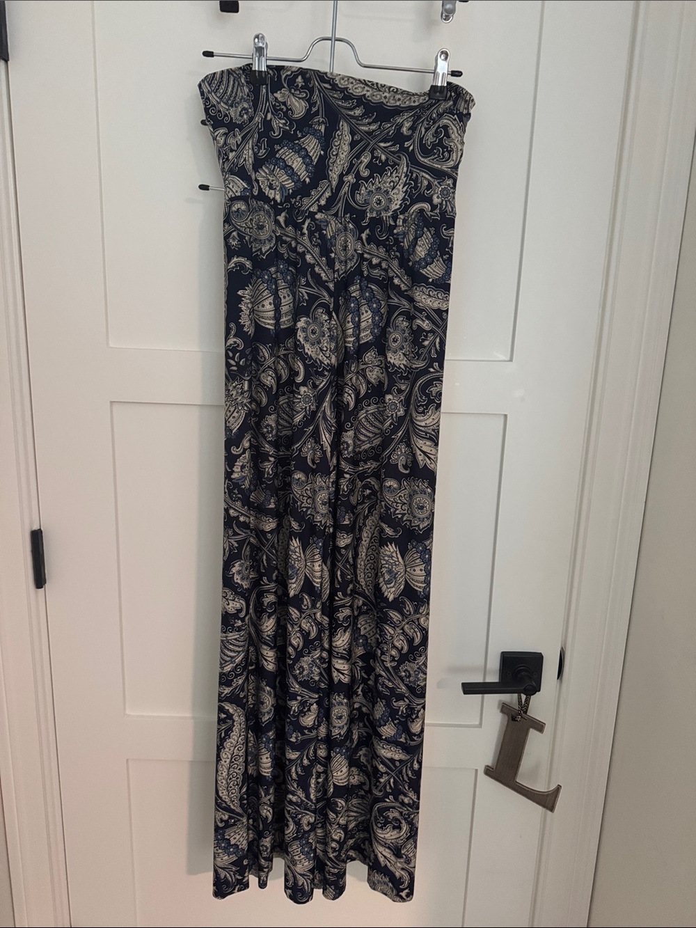 Set of 3 Navy and Cream Paisley  Palazzo Pants